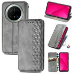 For Huawei Mate 70 Pro Cubic Grid Pressed Magnetic Leather Phone Case(Gray)