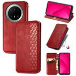 For Huawei Mate 70 Pro Cubic Grid Pressed Magnetic Leather Phone Case(Red)
