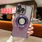 For iPhone 15 Pro Max Invisible Holder Gradient Glitter Magsafe Phone Case(Dark Night Purple)