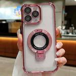 For iPhone 11 Pro Max Ultra-thin Electroplated Holder Magsafe Phone Case(Pink)