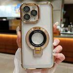 For iPhone 11 Pro Max Ultra-thin Electroplated Holder Magsafe Phone Case(Gold)