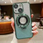 For iPhone 14 Plus Electroplated Holder Gradient Glitter MagSafe Phone Case(Green)