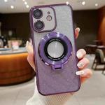 For iPhone 12 Electroplated Holder Gradient Glitter MagSafe Phone Case(Purple)