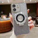 For iPhone 12 mini Electroplated Holder Gradient Glitter Magsafe Phone Case(Silver)