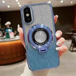 For iPhone X / XS Electroplated Holder Gradient Glitter MagSafe Phone Case(Blue)