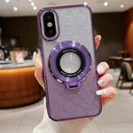 For iPhone X / XS Electroplated Holder Gradient Glitter Magsafe Phone Case(Purple)