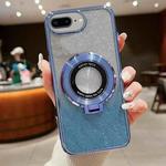 For  iPhone 7 Plus / 8 Plus Electroplated Holder Gradient Glitter Magsafe Phone Case(Blue)