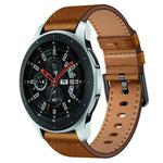 For Samsung Galaxy Watch 46mm 22mm SX Connector Metal Button Switch Leather Watch Band(Red Brown)