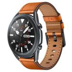 For Samsung Galaxy Watch 3 45mm 22mm SX Connector Metal Button Switch Leather Watch Band(Brown)