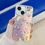 For iPhone 15 Electroplating Laser Butterfly Phone Case(Pink Butterflies AB2)