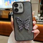 For iPhone 12 mini Electroplated Glitter 3D Butterfly TPU Phone Case(Black)