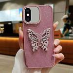 For iPhone XS Max Electroplated Glitter 3D Butterfly TPU Phone Case(Pink)