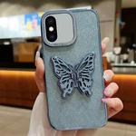 For iPhone XS Max Electroplated Glitter 3D Butterfly TPU Phone Case(Yuanfeng Blue)