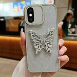 For iPhone XS Max Electroplated Glitter 3D Butterfly TPU Phone Case(Silver)