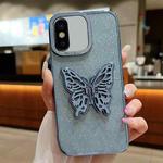 For iPhone X / XS Electroplated Glitter 3D Butterfly TPU Phone Case(Yuanfeng Blue)