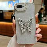 For iPhone 7 Plus / 8 Plus Electroplated Glitter 3D Butterfly TPU Phone Case(Silver)