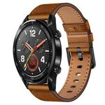 For Huawei Watch GT 22mm SX Connector Metal Button Switch Leather Watch Band(Red Brown)