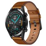 For Huawei Watch GT2 46mm 22mm SX Connector Metal Button Switch Leather Watch Band(Red Brown)