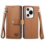 For Huawei Pura 70 Love Zipper Lanyard Leather Phone Case(Brown)
