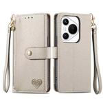 For Huawei Pura 70 Love Zipper Lanyard Leather Phone Case(Gray)