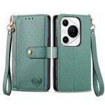 For Huawei Pura 70 Pro Love Zipper Lanyard Leather Phone Case(Green)