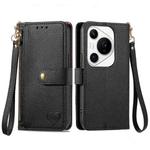 For Huawei Pura 70 Pro+ Love Zipper Lanyard Leather Phone Case(Black)