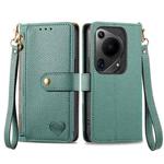 For Huawei Pura 70 Ultra Love Zipper Lanyard Leather Phone Case(Green)
