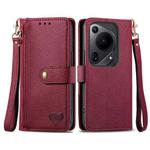For Huawei Pura 70 Ultra Love Zipper Lanyard Leather Phone Case(Red)
