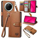 For Huawei Mate 70 Love Zipper Lanyard Leather Phone Case(Brown)
