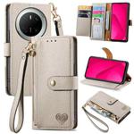 For Huawei Mate 70 Love Zipper Lanyard Leather Phone Case(Gray)