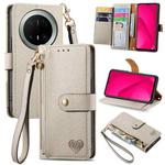 For Huawei Mate 70 Pro Love Zipper Lanyard Leather Phone Case(Gray)