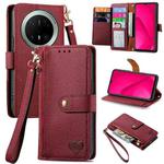 For Huawei Mate 70 Pro Love Zipper Lanyard Leather Phone Case(Red)