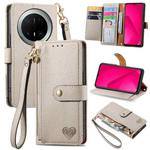 For Huawei Mate 70 Pro+ Love Zipper Lanyard Leather Phone Case(Gray)