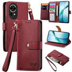 For Huawei nova 13 Love Zipper Lanyard Leather Phone Case(Red)