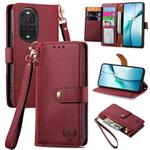 For Huawei nova 13 Pro Love Zipper Lanyard Leather Phone Case(Red)