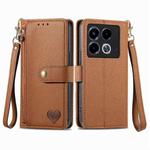 For Infinix Note 40 Love Zipper Lanyard Leather Phone Case(Brown)