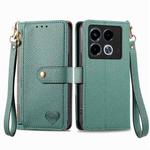 For Infinix Note 40 Love Zipper Lanyard Leather Phone Case(Green)