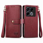 For Infinix Note 40 Love Zipper Lanyard Leather Phone Case(Red)