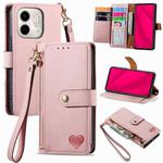 For Infinix Smart 9 Love Zipper Lanyard Leather Phone Case(Pink)