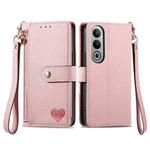 For OnePlus Nord  CE4 Love Zipper Lanyard Leather Phone Case(Pink)