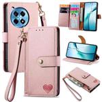 For OnePlus Ace 3 Pro Love Zipper Lanyard Leather Phone Case(Pink)