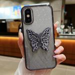 For iPhone X / XS Electroplated Gradient Glitter 3D Butterfly TPU Phone Case(Gradient Black)