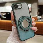 For iPhone 7 / 8 / SE 2022 Plated Mirror Holder Gradient Glitter Magsafe Phone Case(Green)