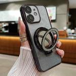 For iPhone  11 Plated Mirror Holder Gradient Glitter MagSafe Phone Case(Black)