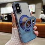 For iPhone X / XS Plated Mirror Holder Gradient Glitter MagSafe Phone Case(Blue)