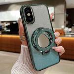 For iPhone X / XS Plated Mirror Holder Gradient Glitter MagSafe Phone Case(Green)