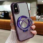 For iPhone X / XS Plated Mirror Holder Gradient Glitter MagSafe Phone Case(Purple)