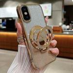 For iPhone X / XS Plated Mirror Holder Gradient Glitter MagSafe Phone Case(Gold)