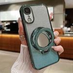 For iPhone XR Plated Mirror Holder Gradient Glitter MagSafe Phone Case(Green)