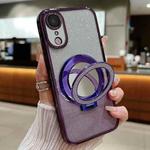 For iPhone XR Plated Mirror Holder Gradient Glitter MagSafe Phone Case(Purple)